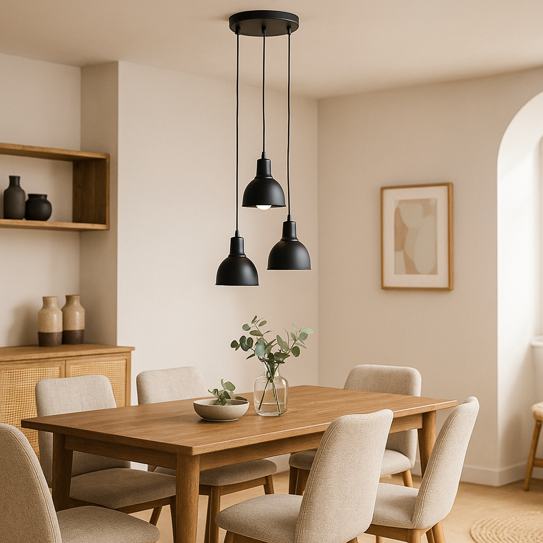 Suspension Minimaliste Triples en Métal Noir