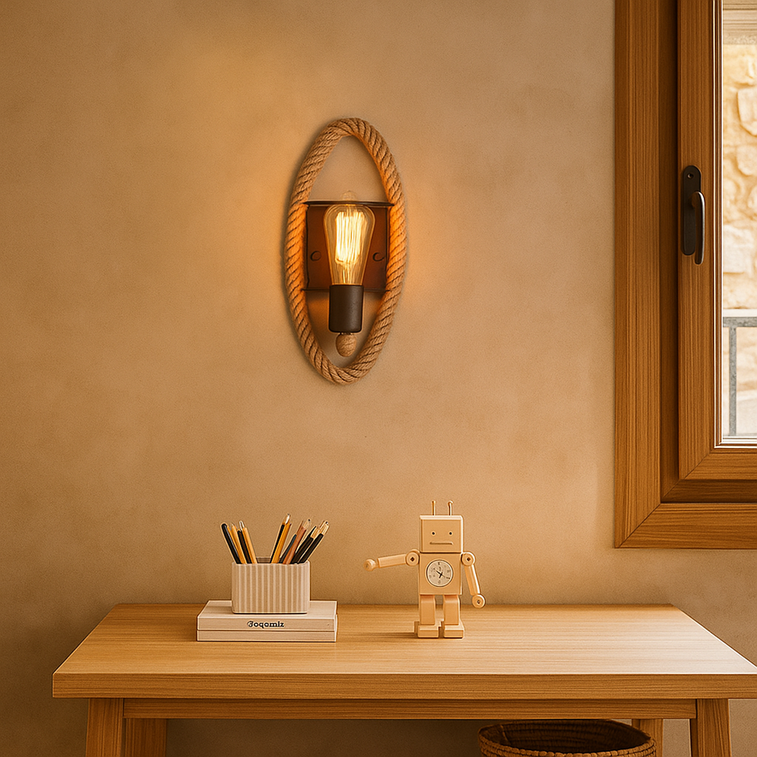 Vintage Scandinavian Wall Sconce | Design Equipped with Rope