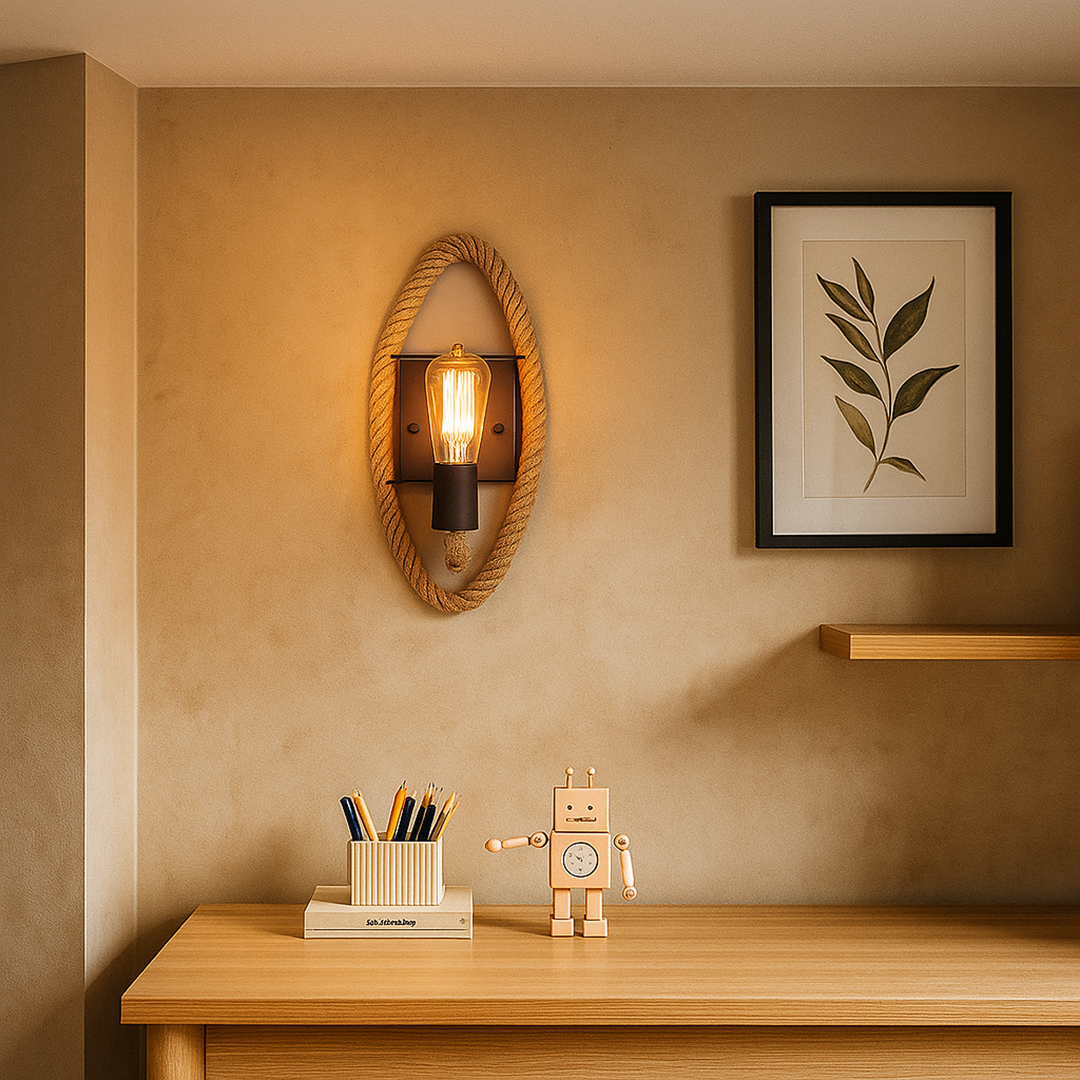 Vintage Scandinavian Wall Sconce | Design Equipped with Rope