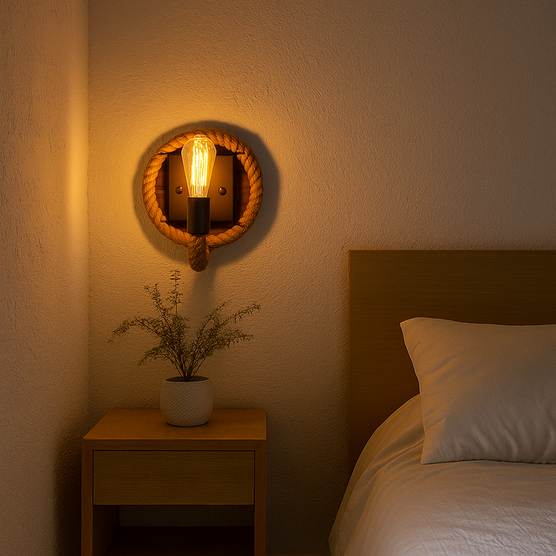 Vintage Scandinavian Wall Sconce | Design Equipped with Rope