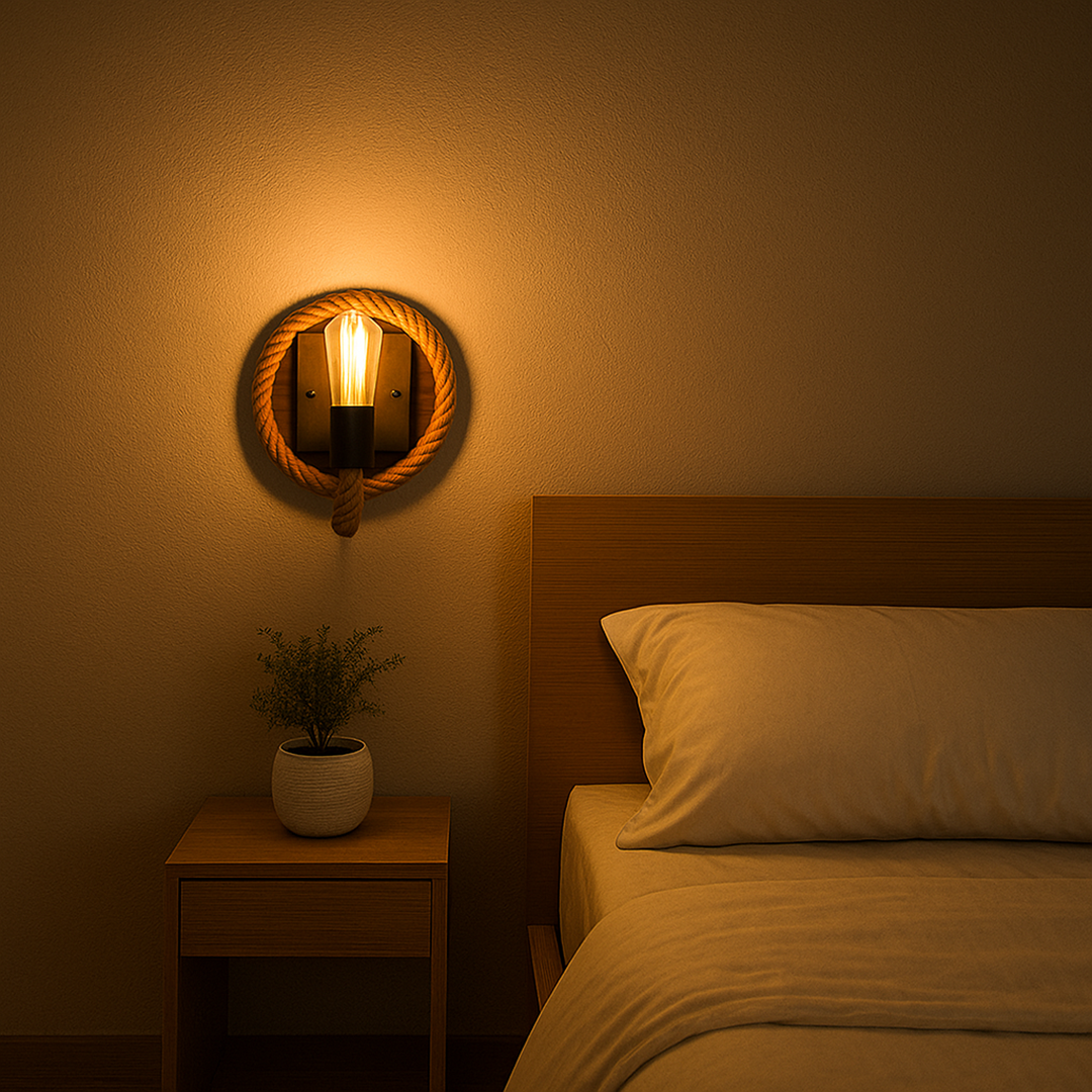 Vintage Scandinavian Wall Sconce | Design Equipped with Rope