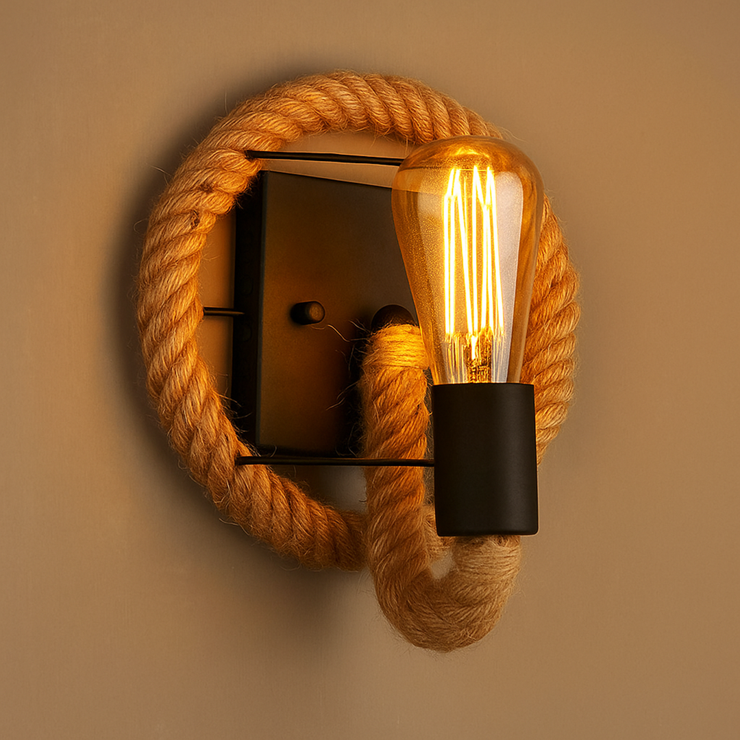 Vintage Scandinavian Wall Sconce | Design Equipped with Rope