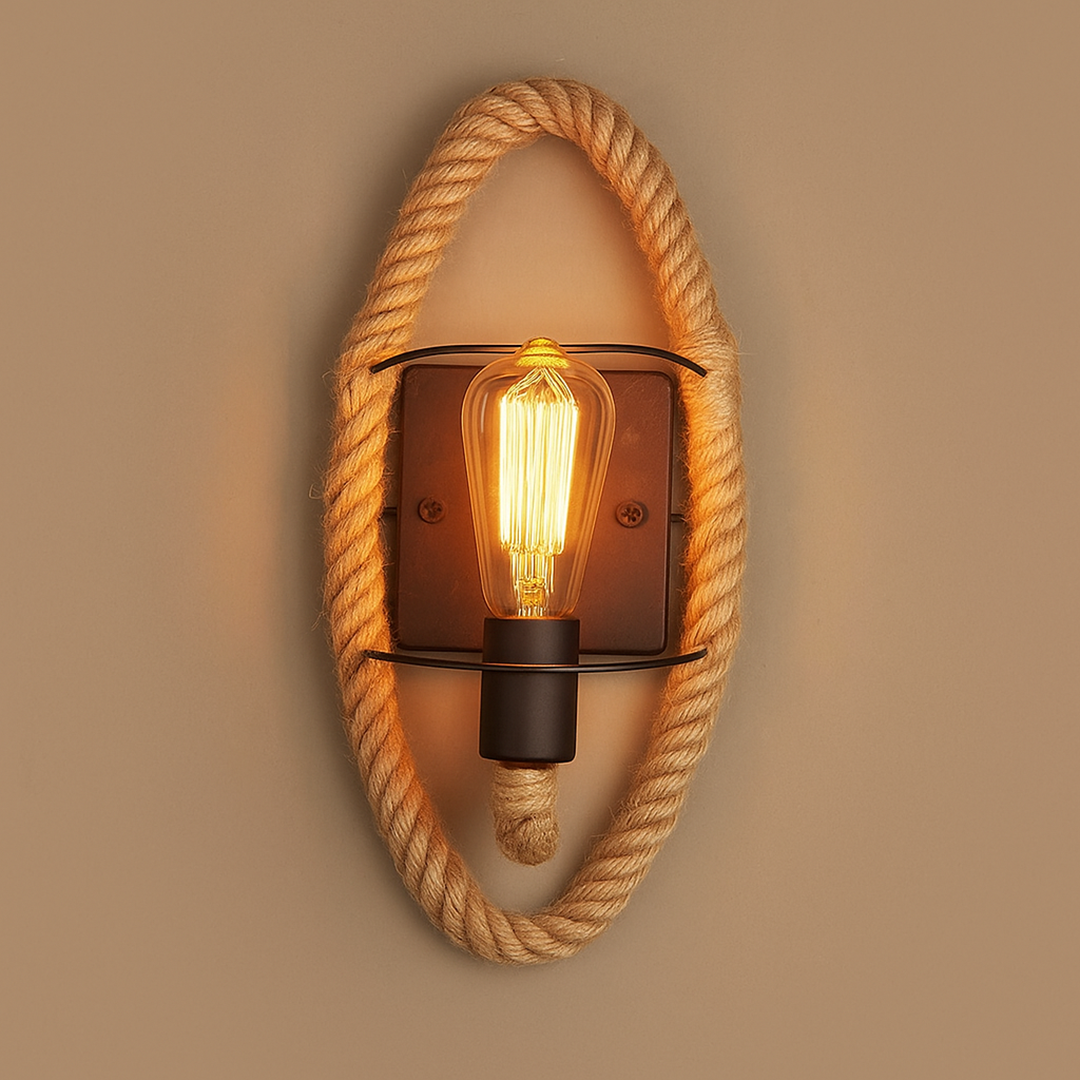 Vintage Scandinavian Wall Sconce | Design Equipped with Rope