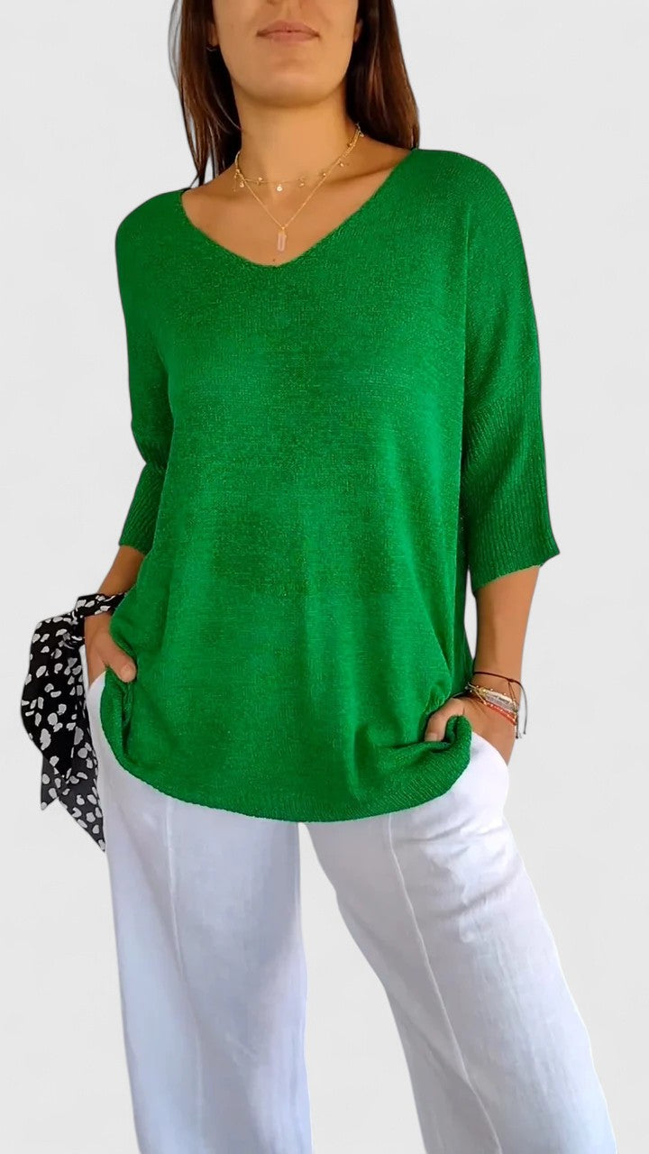 T-shirt Long à Manches Longues en V pour Femmes - Confortable, Flatteur et Résistant aux Rides – Sonylah