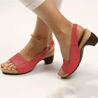 Sandali con Tacco Ortopedico da Donna, Tacco a Blocco, Supporto dell'Arco Plantare, Punta Aperta, Scarpe Estive Casual e Formali – Eleganza Marley