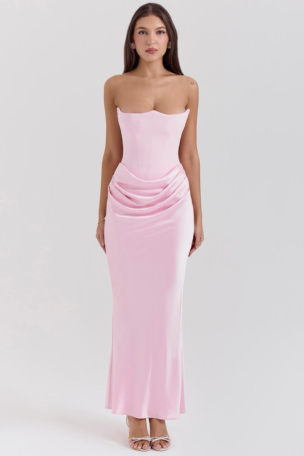 Robe de Soirée Longue Corset Sans Bretelles pour Femmes en Satin Élégante et Sculptante – Mia