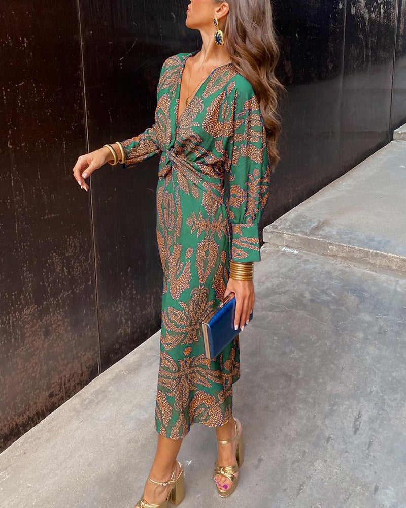 Robe Longue Formelle A-Ligne pour Femme Invité de Mariage Imprimée Élégante Cérémonie