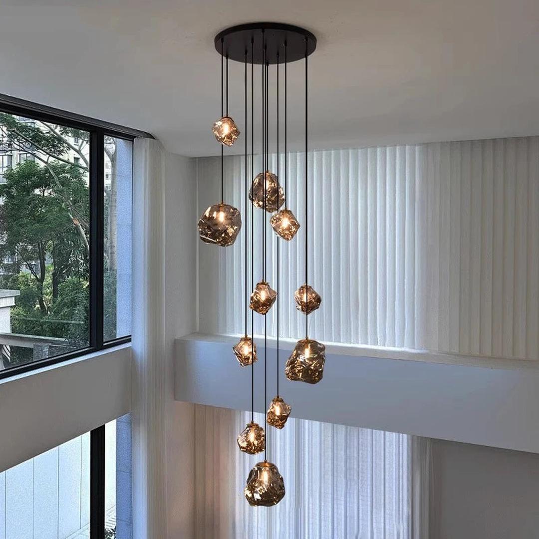 Nordic Chandelier for Stairs | Contemporary Lighting for Villas