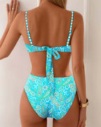 Ensemble de Bikini Imprimé De Mode Féminine Sans Fil, Dos Nu, Coupe Skinny, Plage, Été