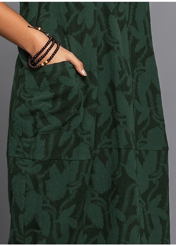 Robe Midi à Manches Longues pour Femmes avec Poches Imprimé d'Été Décontracté Confortable Ajustement Relaxé