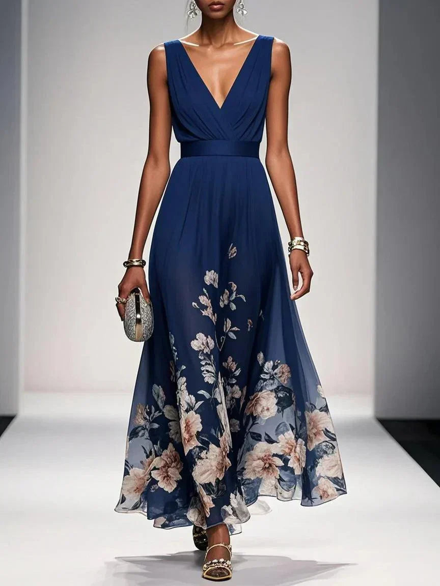 Robe Longue de Mariage Florale pour Femme Invité Fluide Féminine Romantique Élégante