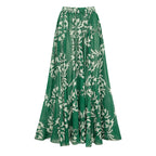 Ensemble Maillot de Bain Une Pièce Col V Lacets Imprimé Floral Vert Jupe Longue Resort Plage Soirée Lune de Miel Vacances – Émeraude