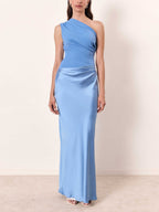 Robe Longue En Satin Plissé à Une Épaule Pour Femme, Élégante, Formelle, Invitée De Mariage, Soirée – Anita