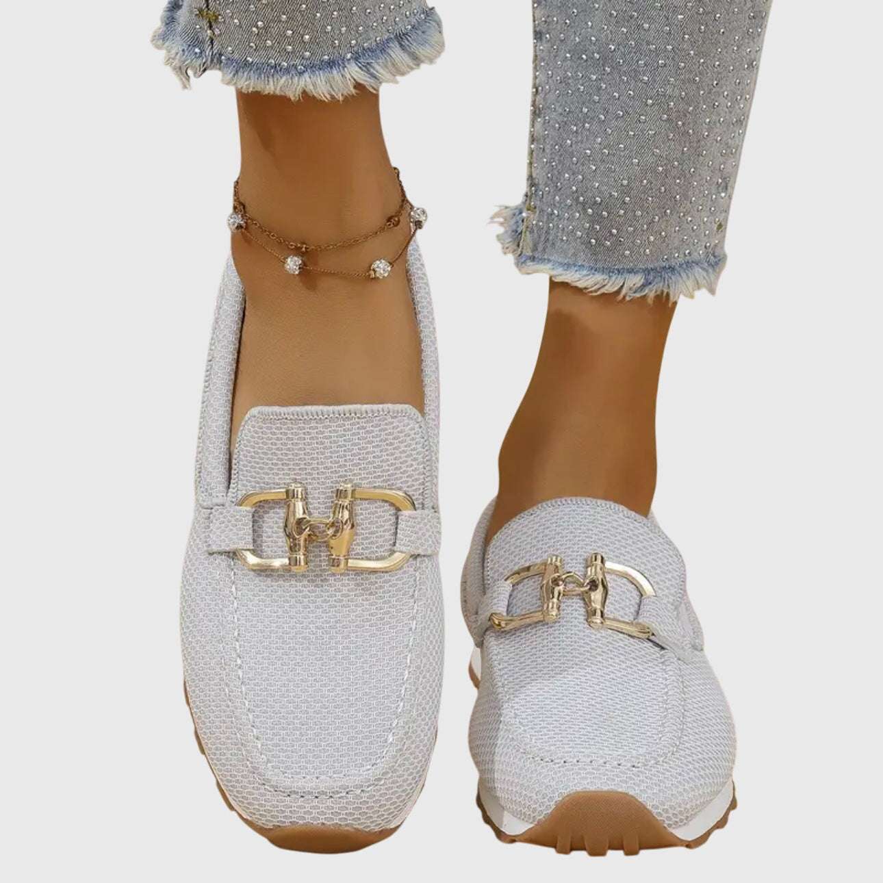 Mocassins Orthopédiques Respirants pour Femmes Détail en Biton Or Léger Slip-On – Susana