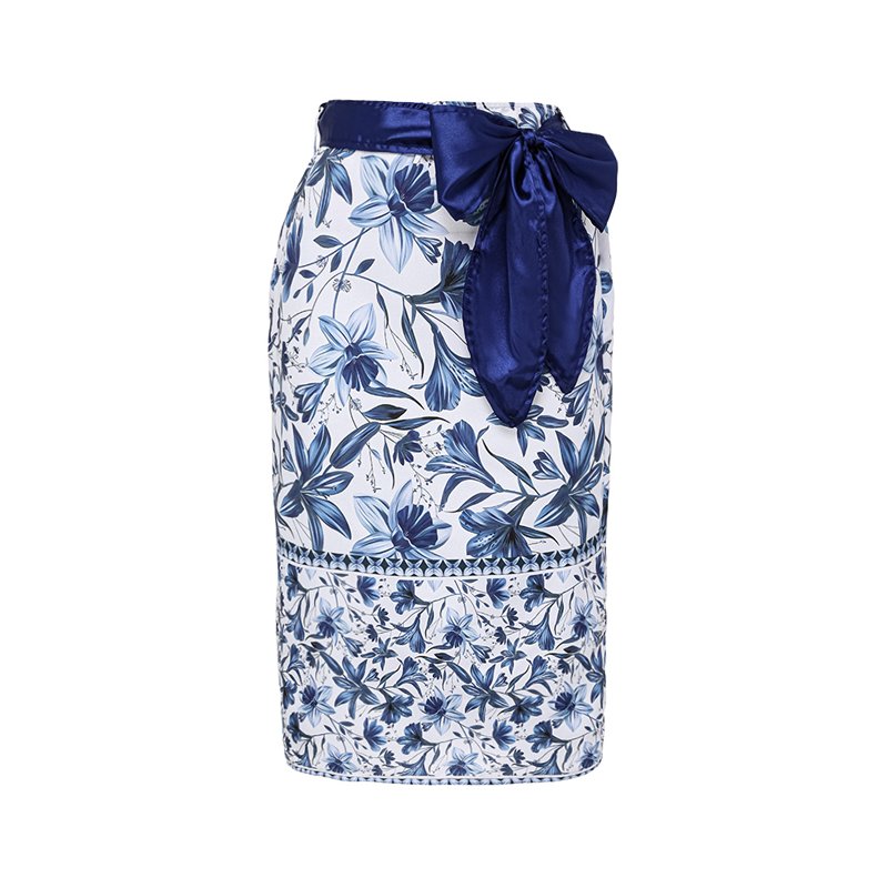 Ensemble Maillot de Bain Une Pièce Col V Lacets Jupe Longue Florale Imprimée Plage Resort Vacances Été – Botanique