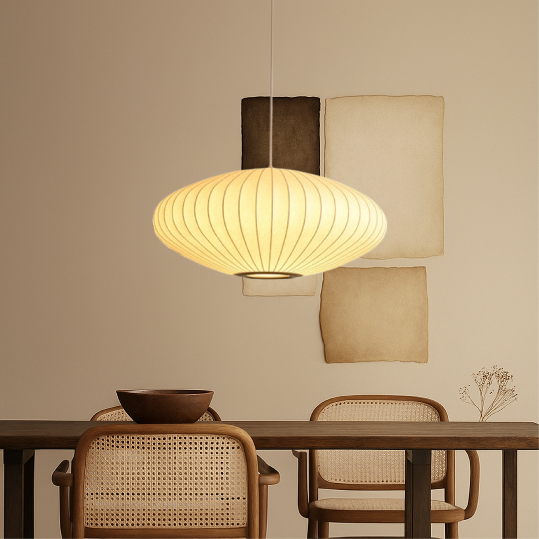Lampe Suspendue en Soie | Style Vintage