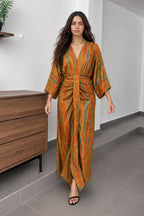 Robe Femme Style Kimono Imprimé Floral Manches Larges Ceinturée Fluide Casual Chic Casual Vacances Garden Summer – Kimonelle
