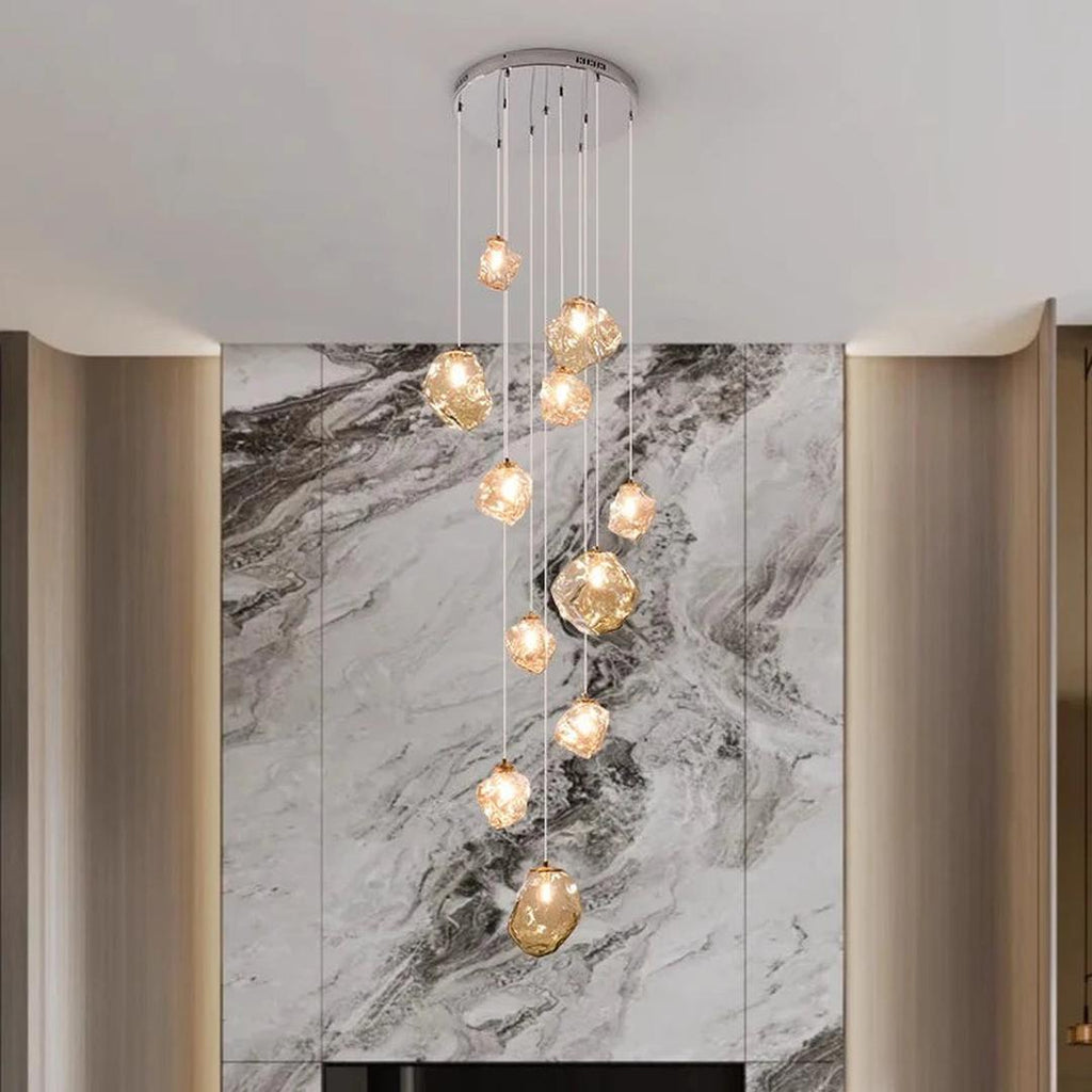 Chandelier Nordique pour Escaliers | Éclairage Contemporain pour Villas