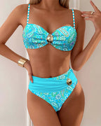 Ensemble de Bikini Imprimé De Mode Féminine Sans Fil, Dos Nu, Coupe Skinny, Plage, Été