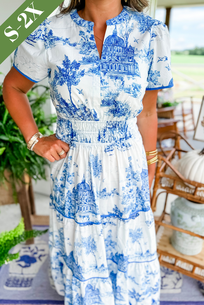 Robe Midi Toile Femme Taille Smockée Jupe Étagée Florale Printemps Jardin Fleurs Décontractée Été Élégante – Camille