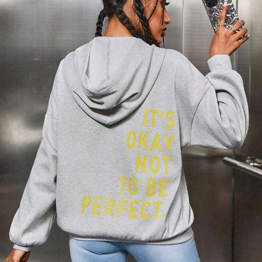 Damen Kapuzenpullover mit Aufdruck, gewagter Rücken, locker, bequem, lässig, Streetwear, Alltag, Wochenende – Améliora