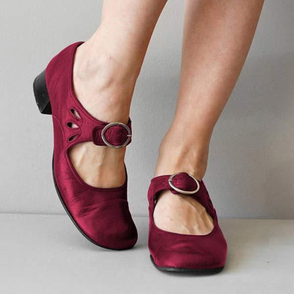 Mary Jane Lederschuhe für Damen mit Schnalle und niedrigem Absatz – Federica