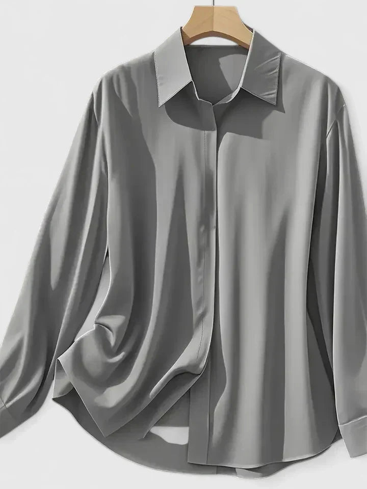 Haut élégant à col boutonné pour femmes à manches longues, coupe décontractée, polyvalent et chic – Melvaya
