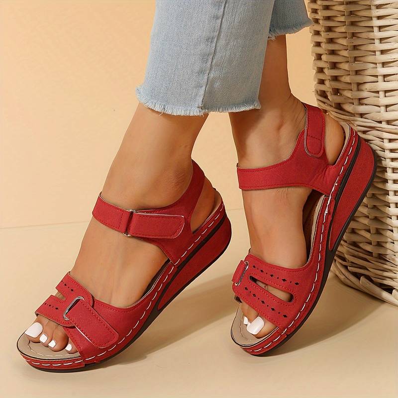 Sandali Zeppa Ortopedici da Donna con Cinturino Regolabile, Punta Aperta, Supporto dell'Arco Plantare, Scarpe Estive Casual – Alfreda