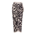 Maillot de bain une pièce à imprimé tribal pour femmes & ensemble jupe longue à bretelles réglables – Noir & Blanc