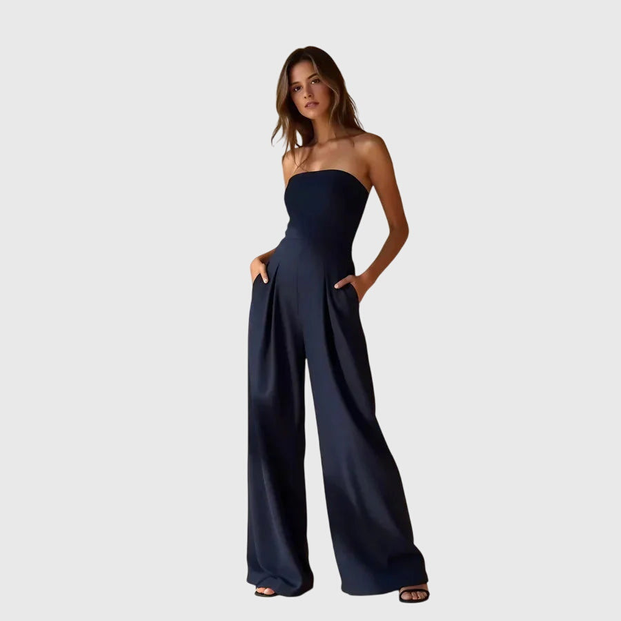 Combinaison Élégante Sans Manches pour Femmes Pantalon Large Flottant Coupe Slim Formelle Chic – Nora