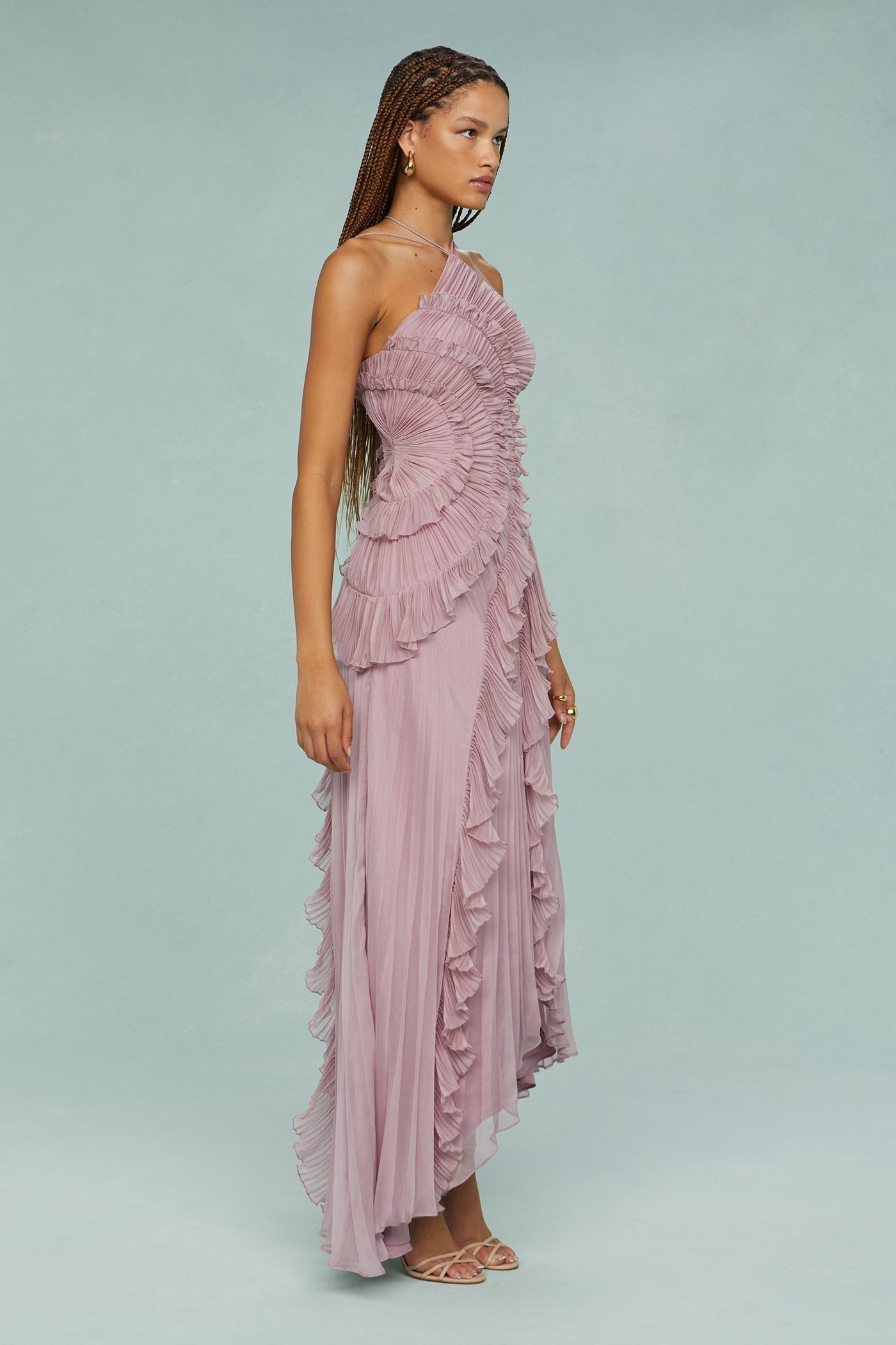 Vestido largo elegante con espalda descubierta plisado flotante formal casual invitado de boda fiesta de jardín – Estelle