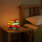 Lampe Artistique en Verre Coloré en Forme de Livre