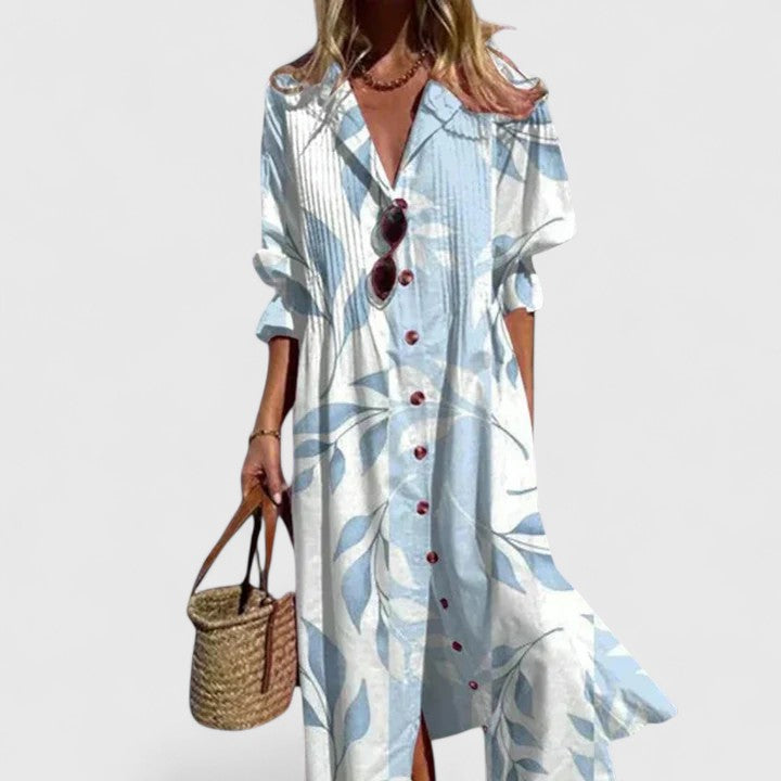 Robe Midi Été Élégante Boho Florale pour Femmes Imprimé Audacieux Sans Manches Fluide Décontractée – Paula