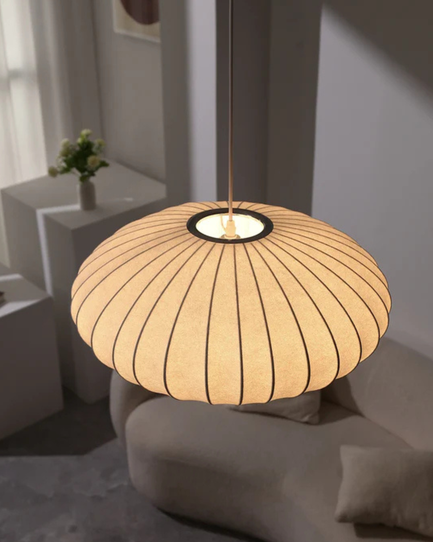 Lampe Suspendue de Luxe en Soie | Style Japandi