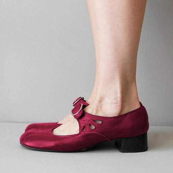 Mary Jane Lederschuhe für Damen mit Schnalle und niedrigem Absatz – Federica