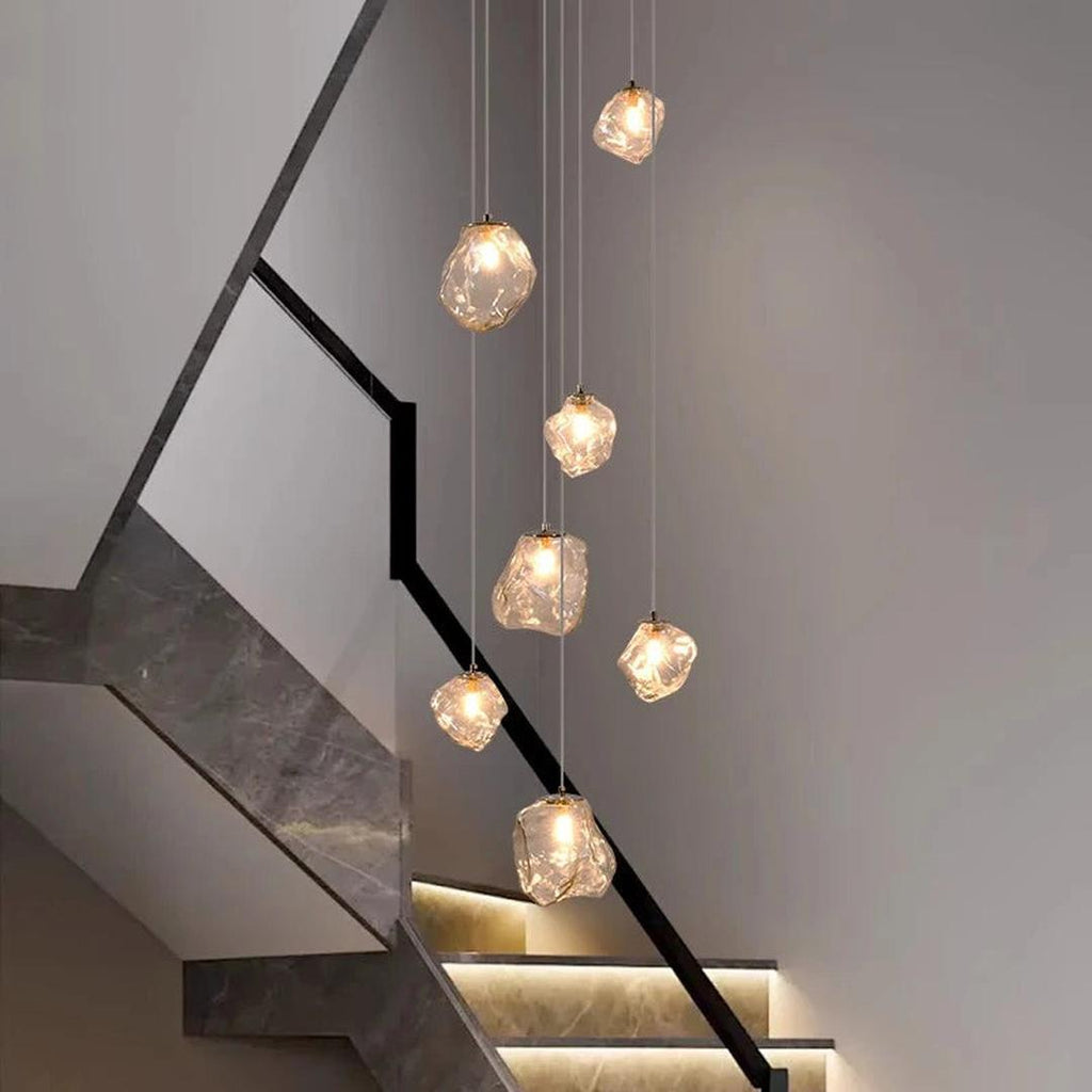 Chandelier Nordique pour Escaliers | Éclairage Contemporain pour Villas