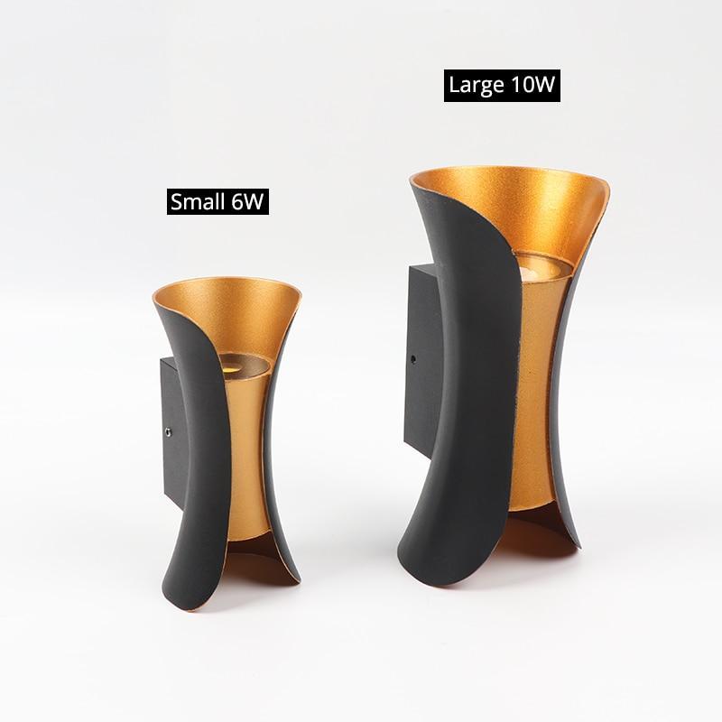 LED-Wandleuchte Außen Gebogen Doppelstrahl Aluminium Gold – Noxel