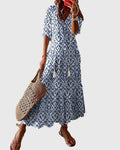 Vintage Boho Midikleid für Damen mit floralem Print, kurzen Ärmeln, lässig und feminin schick – Amalia