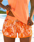 Ensemble de Tankini Loose à Encolure Carrée pour Femmes, Imprimé Tropical, Short de Bain, Plage, Piscine, Vacances, Resort, Été Sexy – Tropicana
