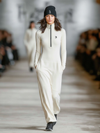 Lange jurk van katoenmix voor dames met halve hoge kraag en ritssluiting, losse pasvorm, casual athleisure stijl – Zwart