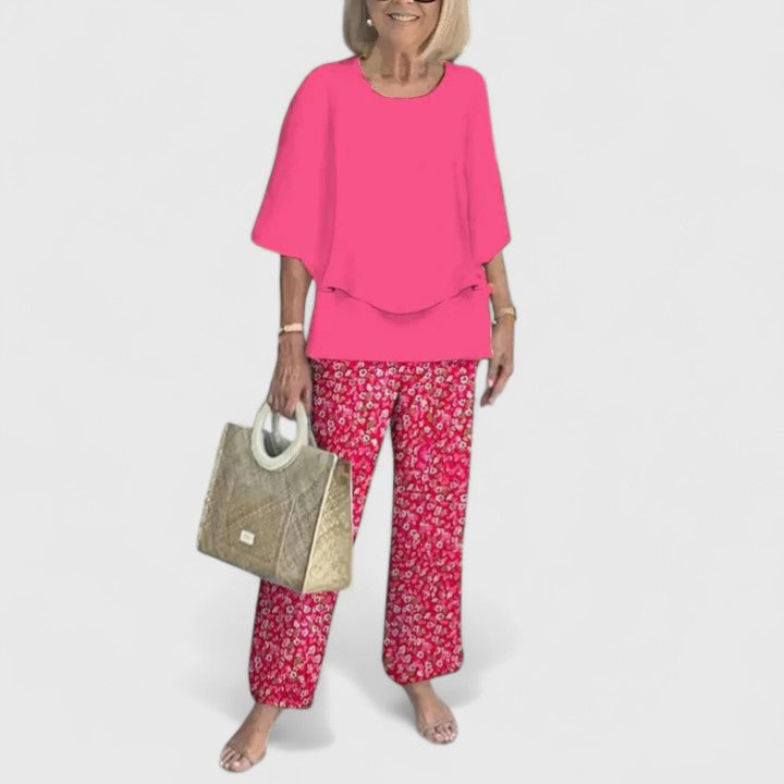 Ensemble Sophistiqué Femme en Deux Pièces Blouse Décontractée Pantalon Large Élégant Quotidien – Martha