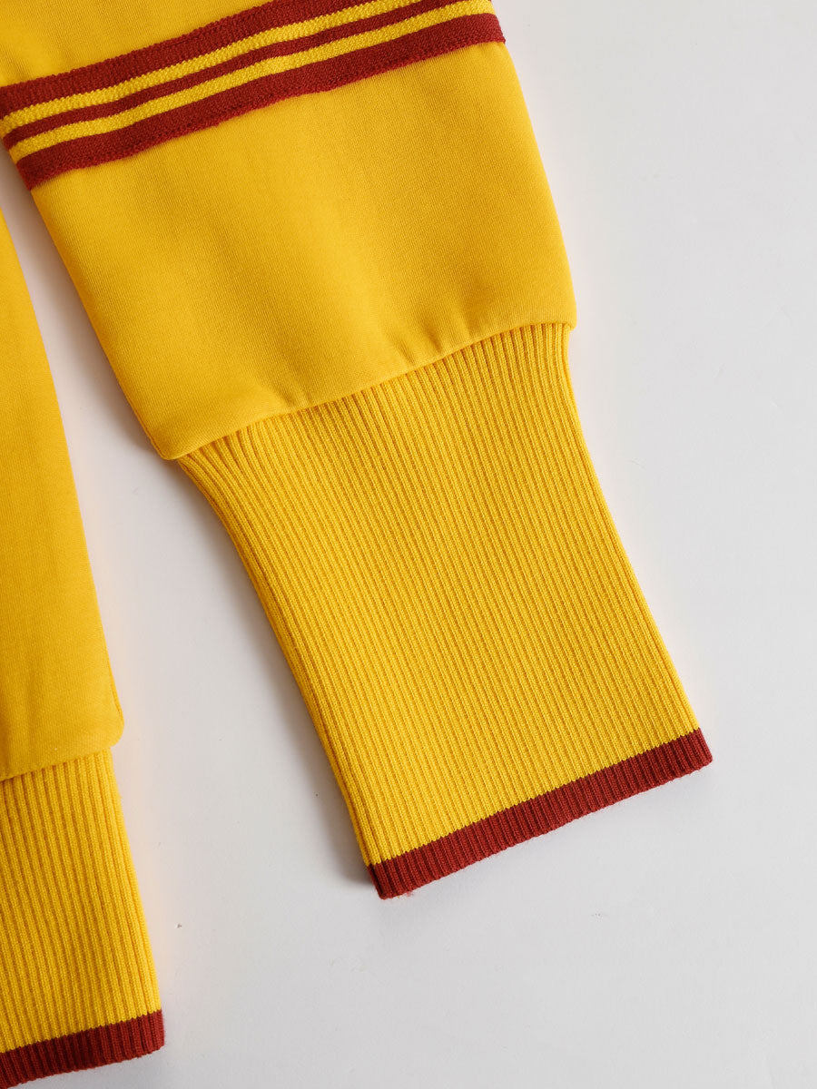 Retro sportieve dames set in twee delen, halve rits sweater, wijde broek met strepen – Grijs wit