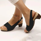 Sandali con Tacco Ortopedico da Donna, Tacco a Blocco, Supporto dell'Arco Plantare, Punta Aperta, Scarpe Estive Casual e Formali – Eleganza Marley