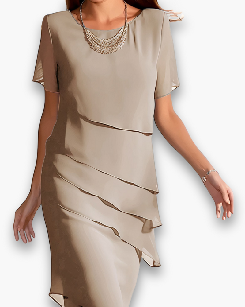 Robe Femme Élégante Volants Asymétriques Fluide Flatteuse Cérémonie Travail Formelle Mariage Cocktail Chic – Volantine