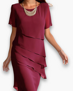 Robe Femme Élégante Volants Asymétriques Fluide Flatteuse Cérémonie Travail Formelle Mariage Cocktail Chic – Volantine
