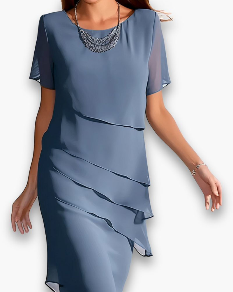 Robe Femme Élégante Volants Asymétriques Fluide Flatteuse Cérémonie Travail Formelle Mariage Cocktail Chic – Volantine