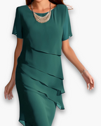 Robe Femme Élégante Volants Asymétriques Fluide Flatteuse Cérémonie Travail Formelle Mariage Cocktail Chic – Volantine