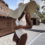 Ensemble Maillot de Bain Une Pièce Col V Découpe Laser Florale Jupe Maxi Blanc Resort Plage Lune de Miel Soirée – Laceline