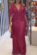 Robe Longue à Manches Longues en Sequins pour Femmes, Décolleté en V, A-Line, Formelle, Prom, Gala, Invité de Mariage, Soirée, Tapis Rouge – Seraphina