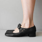 Mary Jane Lederschuhe für Damen mit Schnalle und niedrigem Absatz – Federica